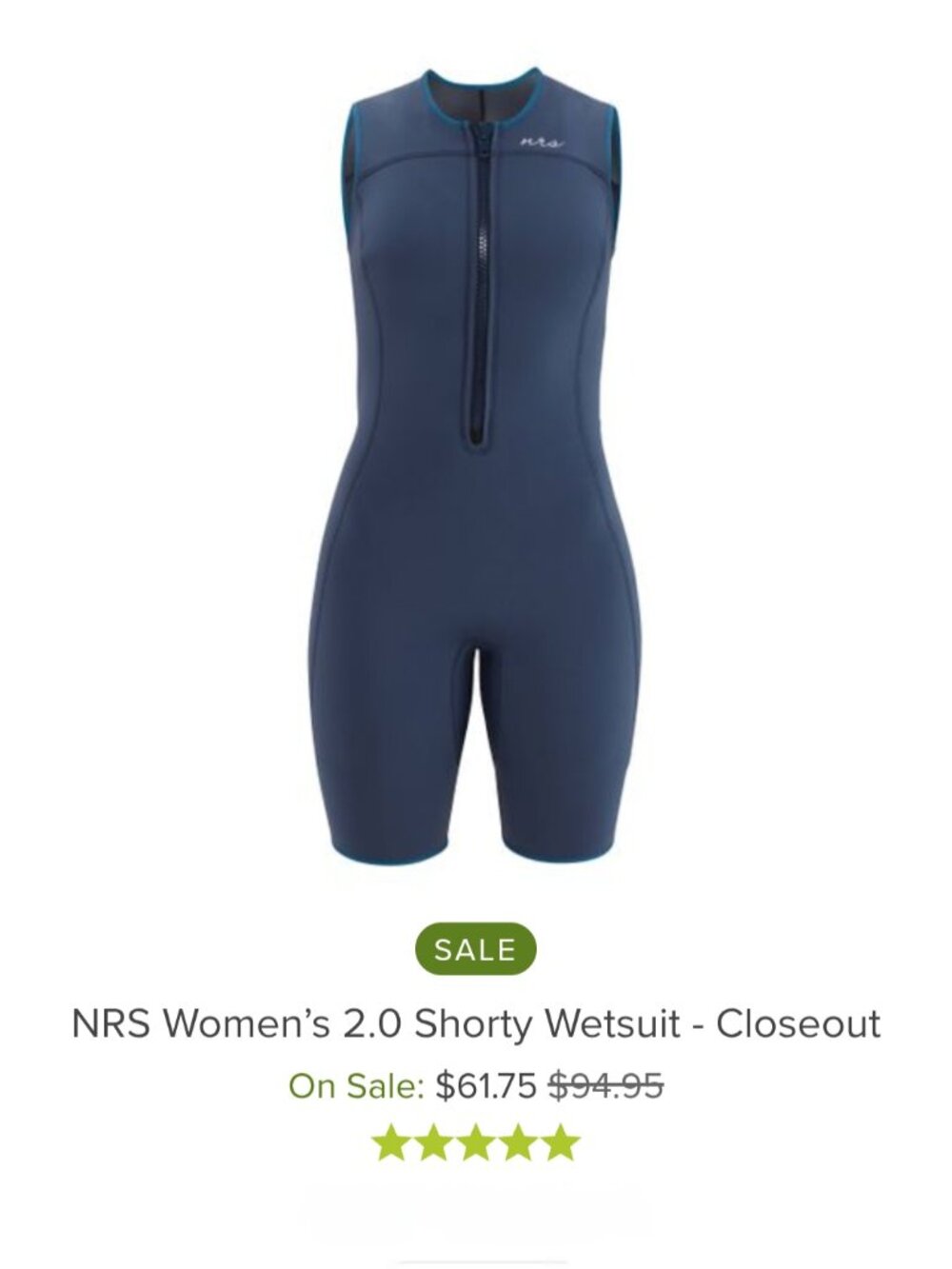NRS Wetsuit: Shorty "Jane" NWT, never worn, sz M